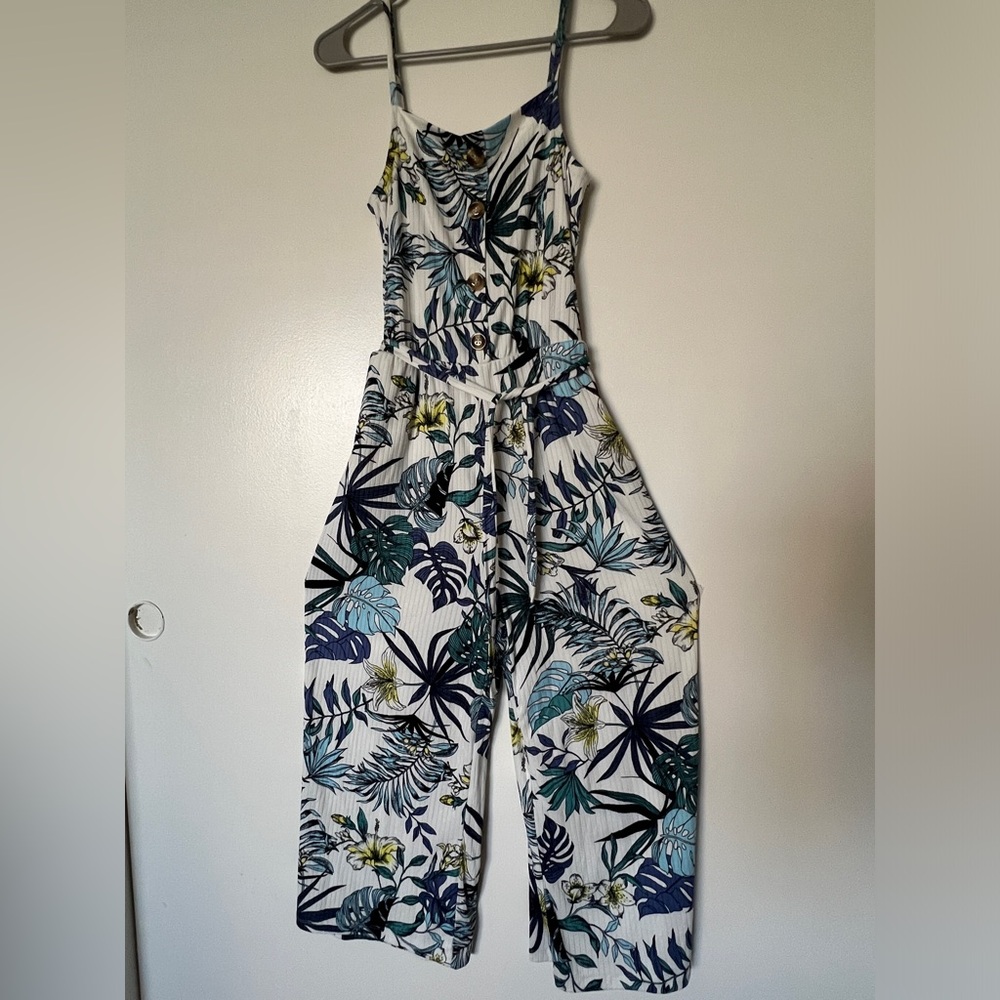 Blue and White Floral Jumpsuit